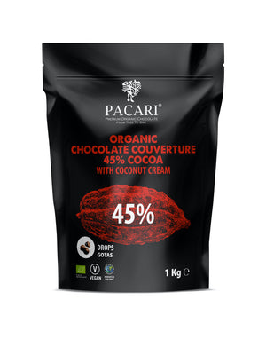 Organic 45% Chocolate Vegan Cream Couverture with Coconut Cream /  Drops