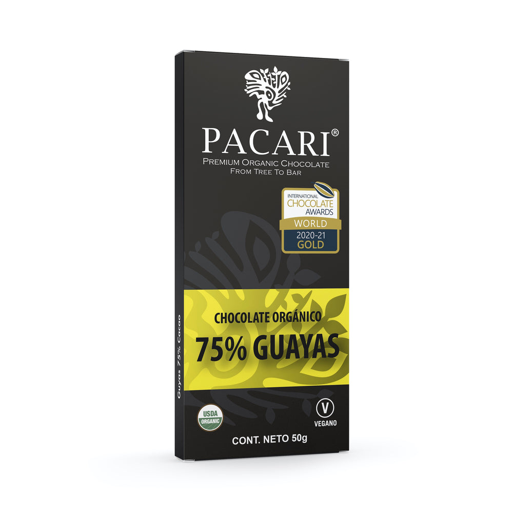 Carton of 10 Organic Chocolate Bars Guayas 75% (Single Origin)