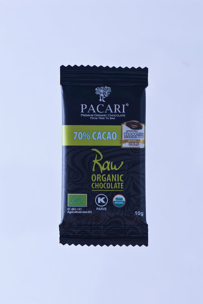 Organic Raw Chocolate 70% cacao, mini bar, 10g
