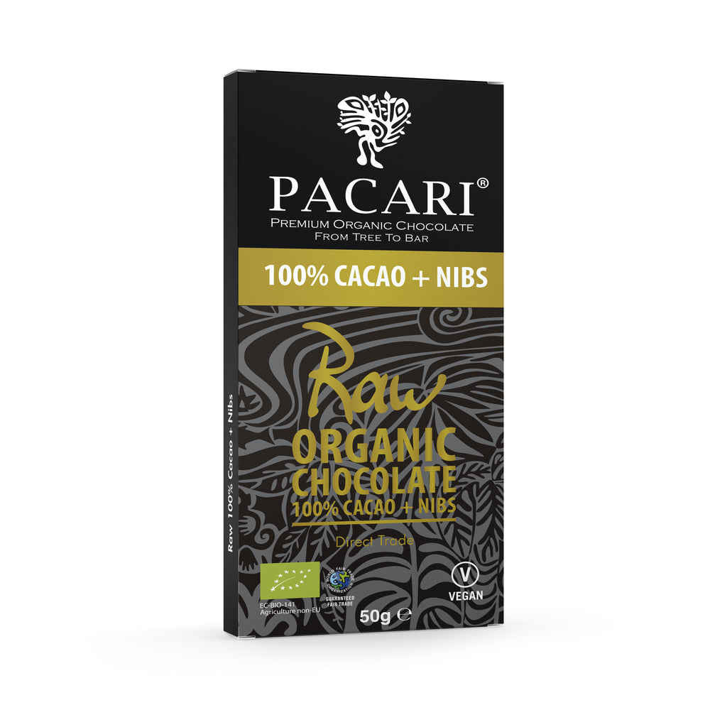 Raw (Unroasted) Organic Chocolate Bar 100% & Nibs